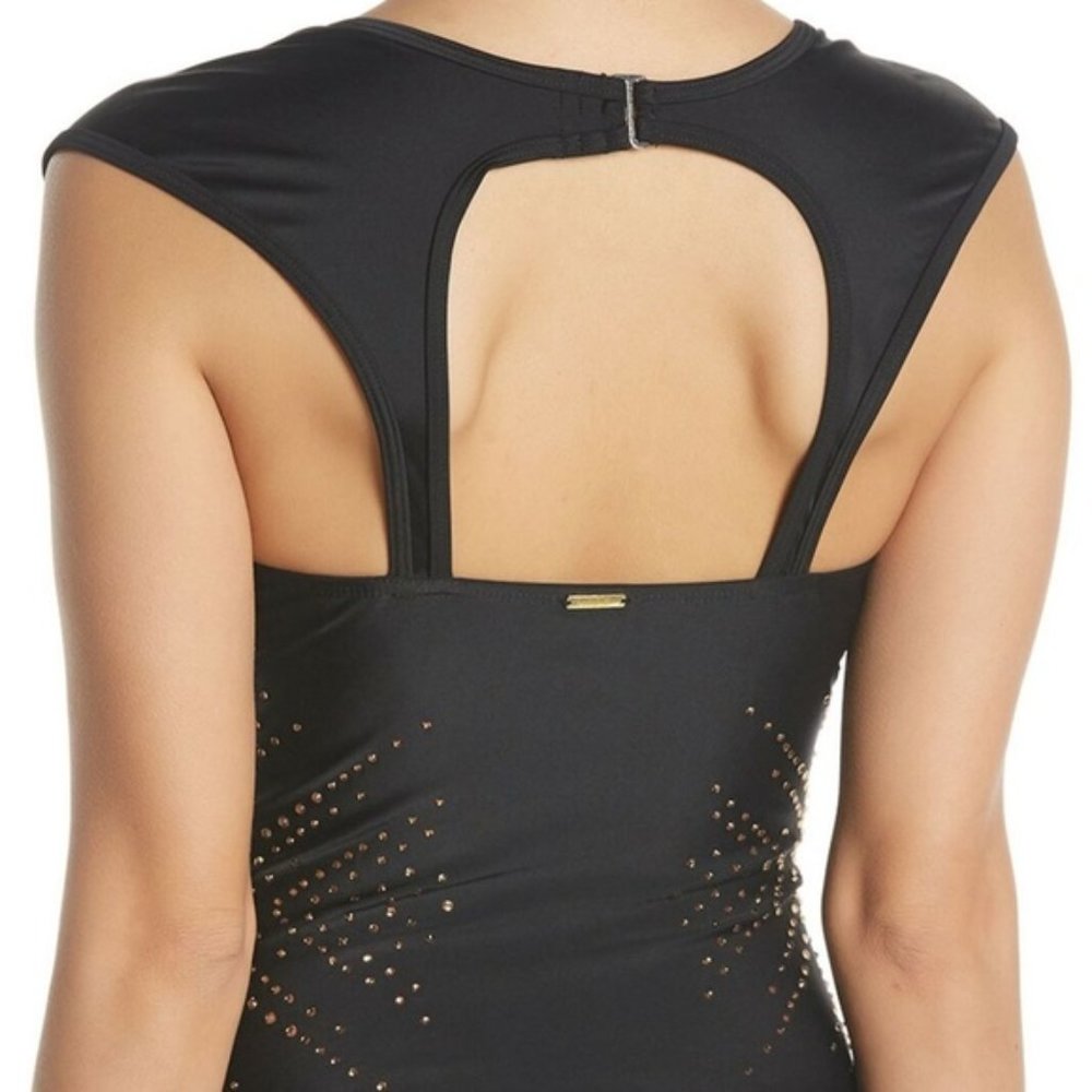 Nicole Miller Nailhead Cap-Sleeve Tankini Top